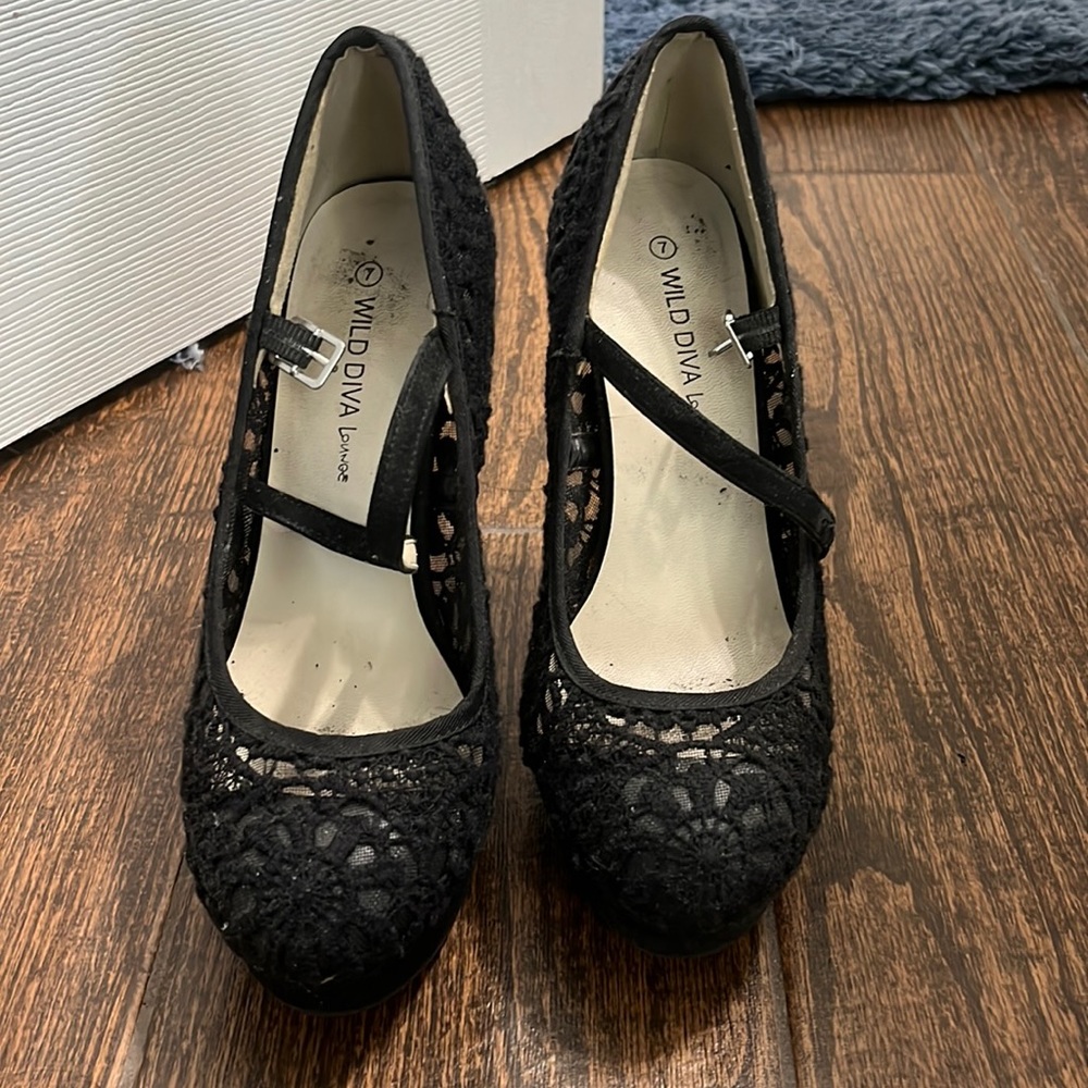 Black Lace Heels
